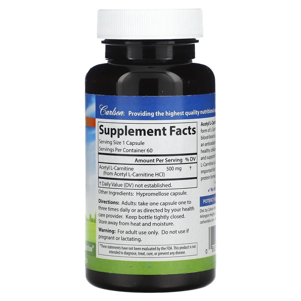 Acetyl L-Carnitine, 500Mg, 60 Veggie Caps