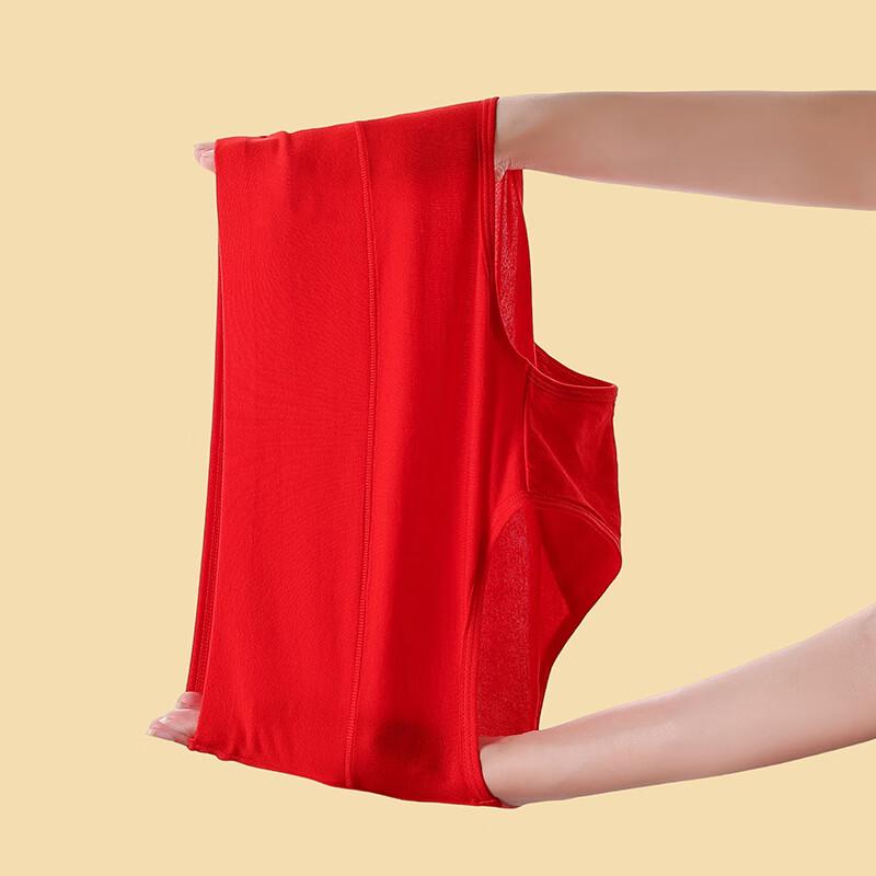 Langsana Women's Red High-Waist Tummy Control Cotton Briefs - 4 Pack