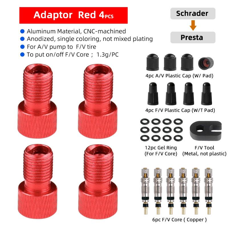 Presta Valve Adaptor for Schrader Pump F/V Valve Core Fitting Tool 2 In 1 Bicycle Nozzle Convertor Aluminum Anodized