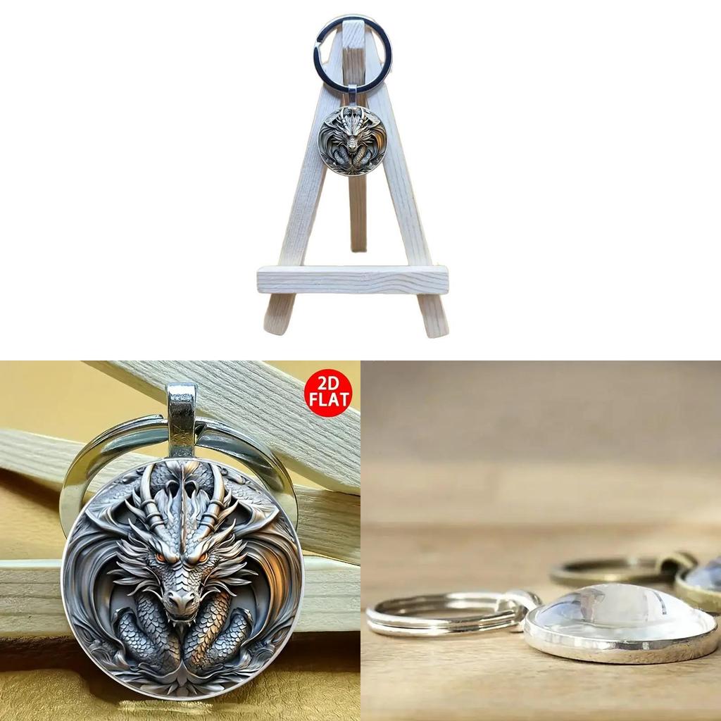 Брелок в виде головы серебряного дракона, сплав, круглый сувенир для особых случаев и подарков