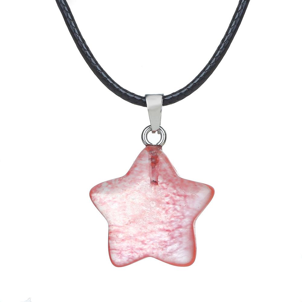 Natural stone star pendant, Xiuyu, blue patterned stone, pentagram necklace, jewelry