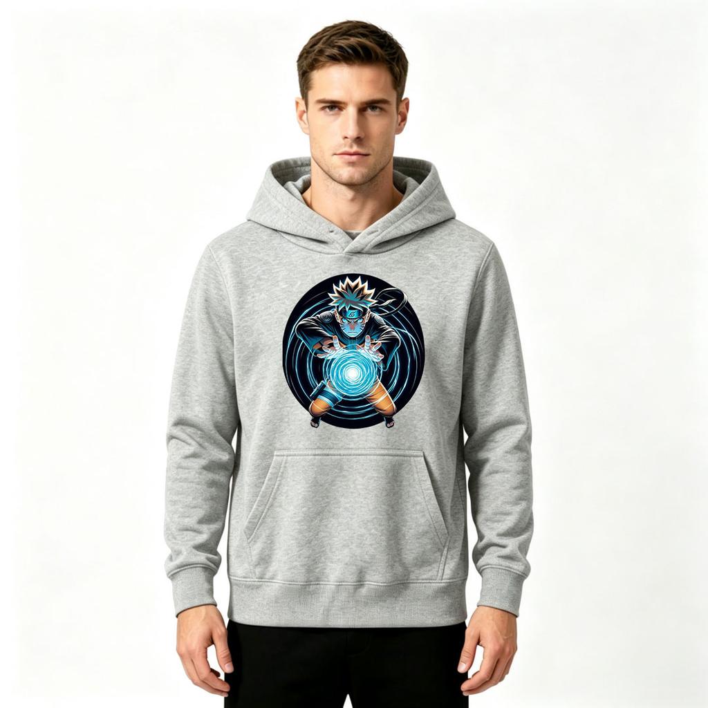 Men's Print Pullover Hoodie Casual Anime Character Pattern Long Sleeve Sweatshirt