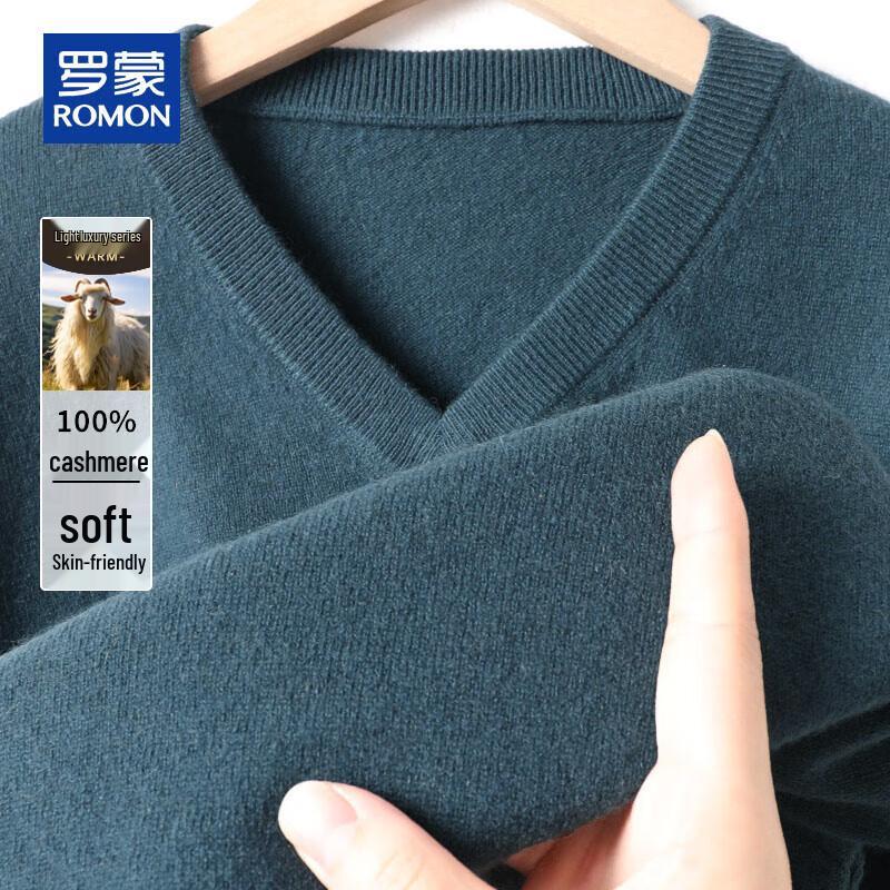 ROMON Мужской толстый пуловер с V-образным вырезом из 100% кашемира