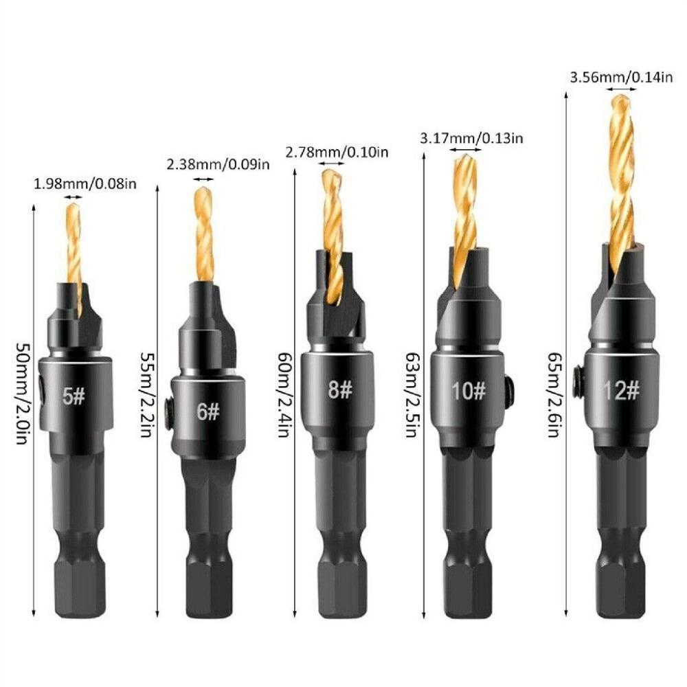 Drilling Pilot Holes Carpentry Drill Set Universal Countersink Drill Bit Set New Woodworking Tool
