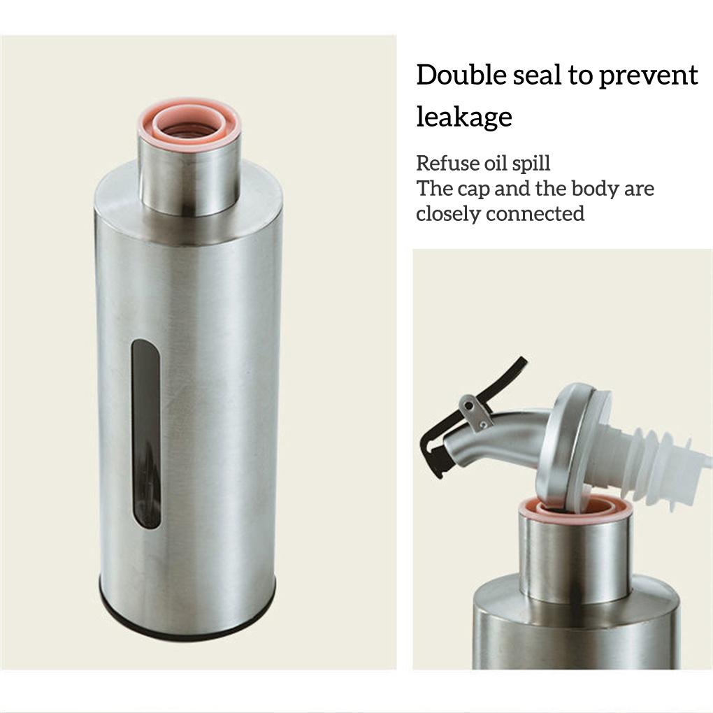 Portable Kitchen Stainless Oil Bottle Leak-proof Vinegar Sauce Holder Dispenser Visual Empty Can Gift Seasoning Baking
