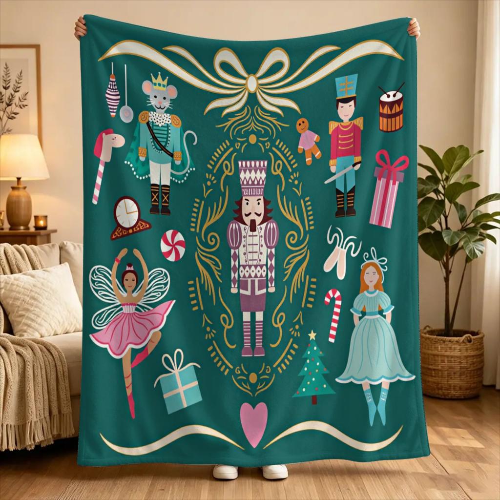 Soft Warm Blanket Travel Christmas Nutcracker Throw Blanket Flannel Bedspread For Bedroom Street Trend Sofa Bed Cover