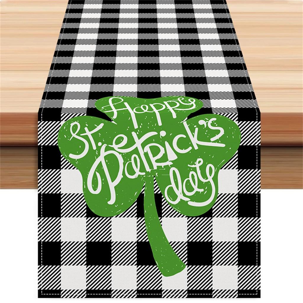 Улица. День святого Патрика Настольный флаг Клетчатая полосатая напечатанная скатерть Cross Border Льняная скатерть для украшения стола