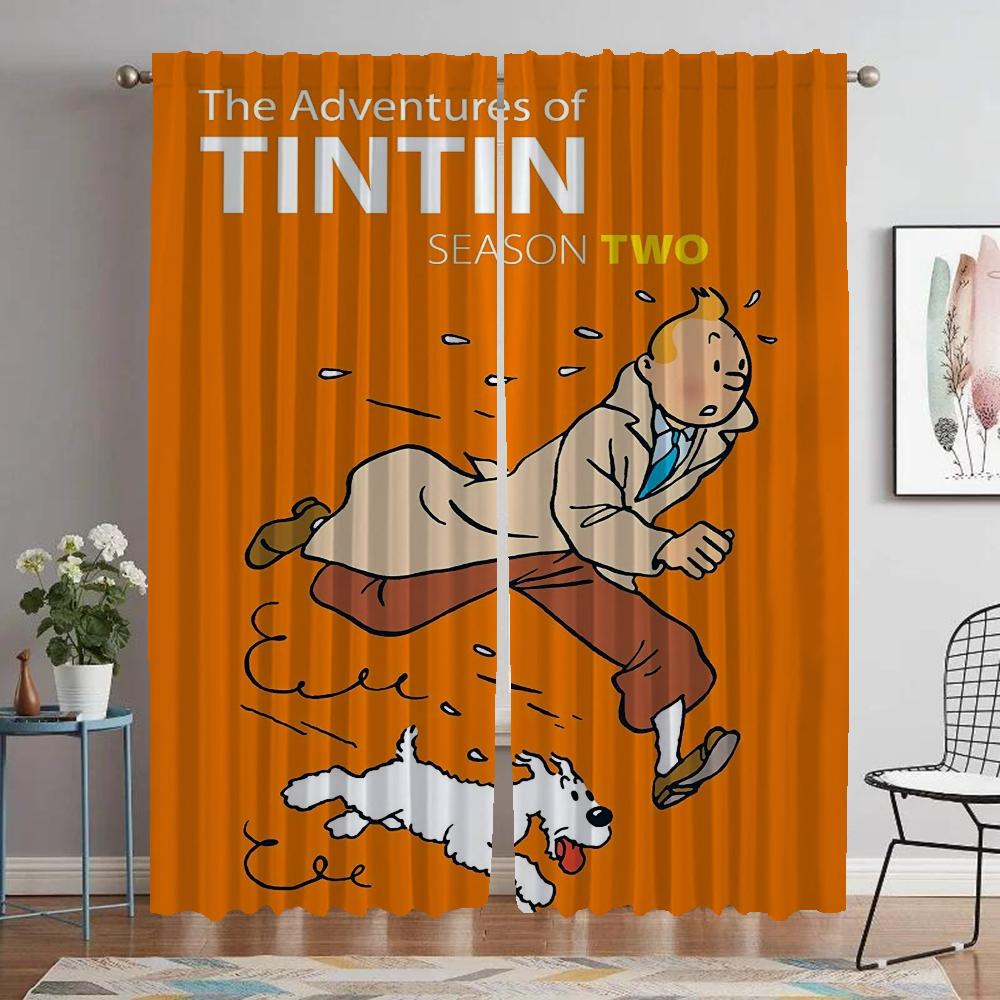 Домашние интерьерные шторы 2 шт. Приключения Тинтина Шторы для гостиной Шторы для спальни Перегородка Кухня Детская