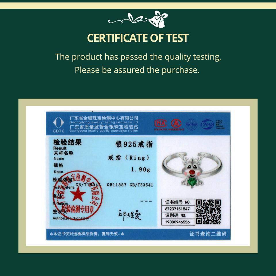 BAMOER, классическое регулируемое кольцо из стерлингового серебра 925 пробы с оленями, зеленое кольцо с цирконом для женщин, рождественский подарок, ювелирные изделия