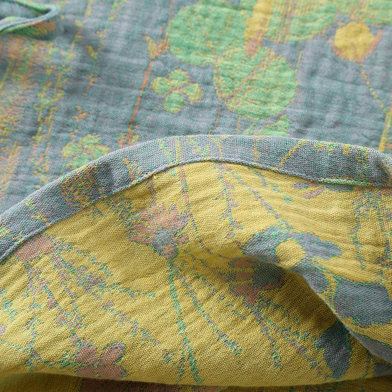 Весенняя ретро-жаккардовая пижама женская из хлопчатобумажной марли в национальном стиле с диагональной планкой, рукавом семь четвертей, брюками девять четвертей, комплект домашней одежды