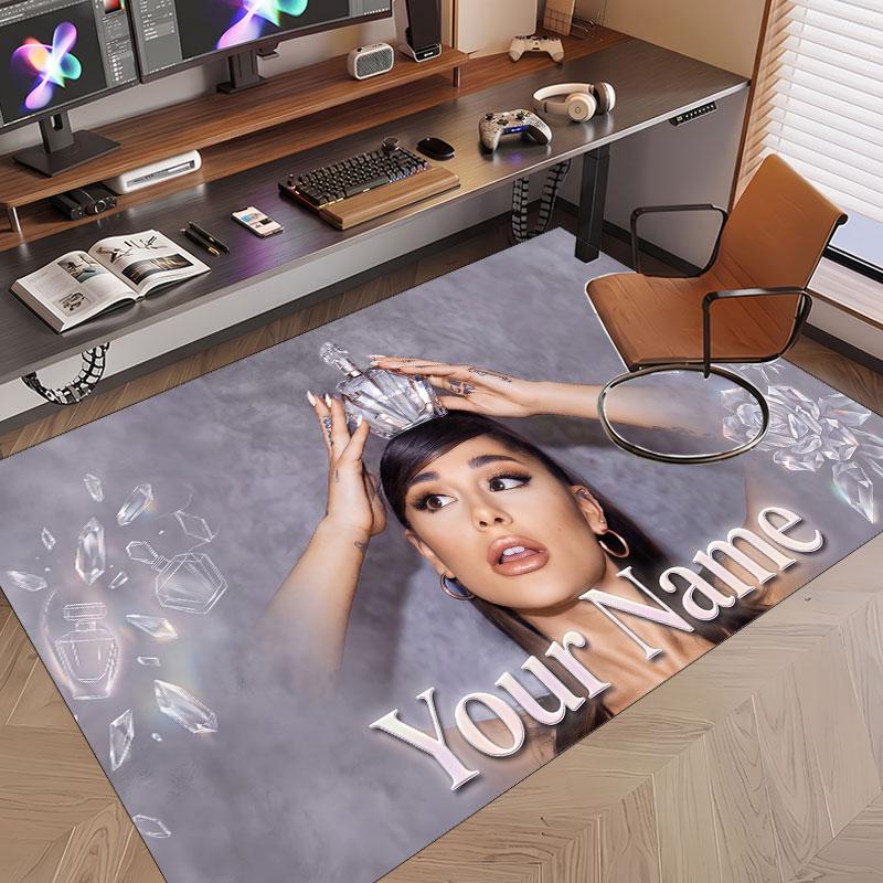 Custom Name Crystal Velvet Rug,Ariana Grande Comfortable Anti Slip Floor Mat For Room Decoration