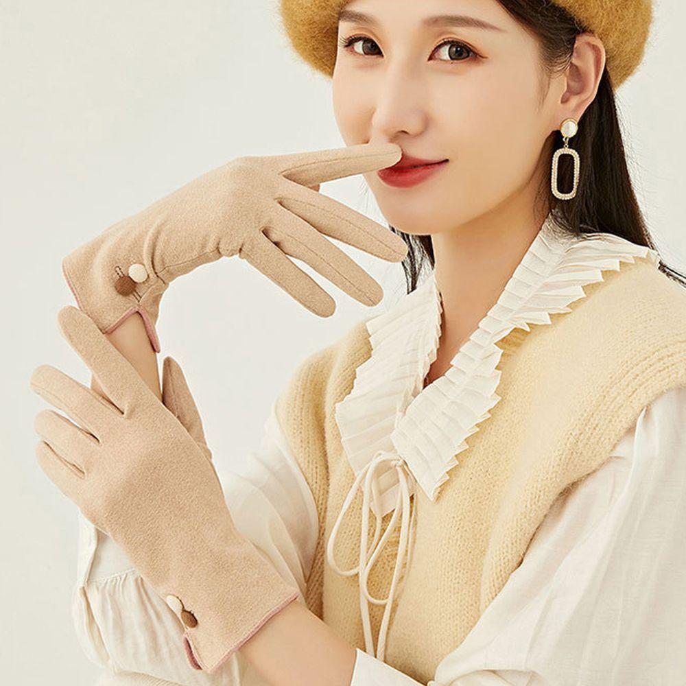 Ветрозащитные Уличные Однотонные Сохраняющие Тепло Толстые Рукавицы Перчатки на Полные Пальцы Женские Перчатки