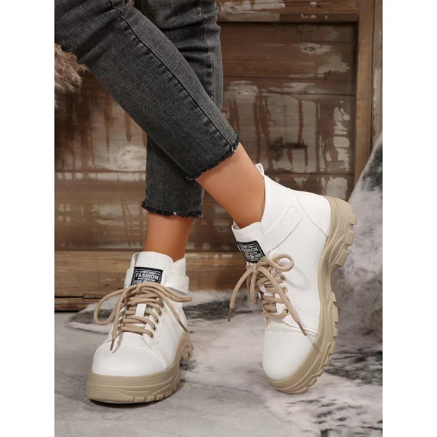 Женские ботинки Мартина больших размеров 2025 Осень/Зима Новое поступление Британский стиль Шнуровка Ботильоны Модная массивная подошва Короткие ботинки