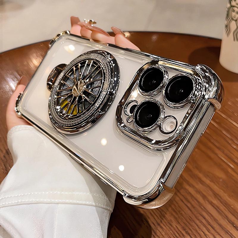 Поворотный стенд-чехол Apple 17 Gyro: Гальванизированный, Ударопрочный Чехол для iPhone 16, iPhone 15 Pro.