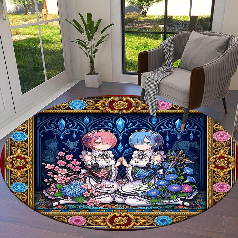 Re Zero Круглый ковер Ковер для гостиной спальни дивана игровой комнаты Декор Нескользящий коврик для пола