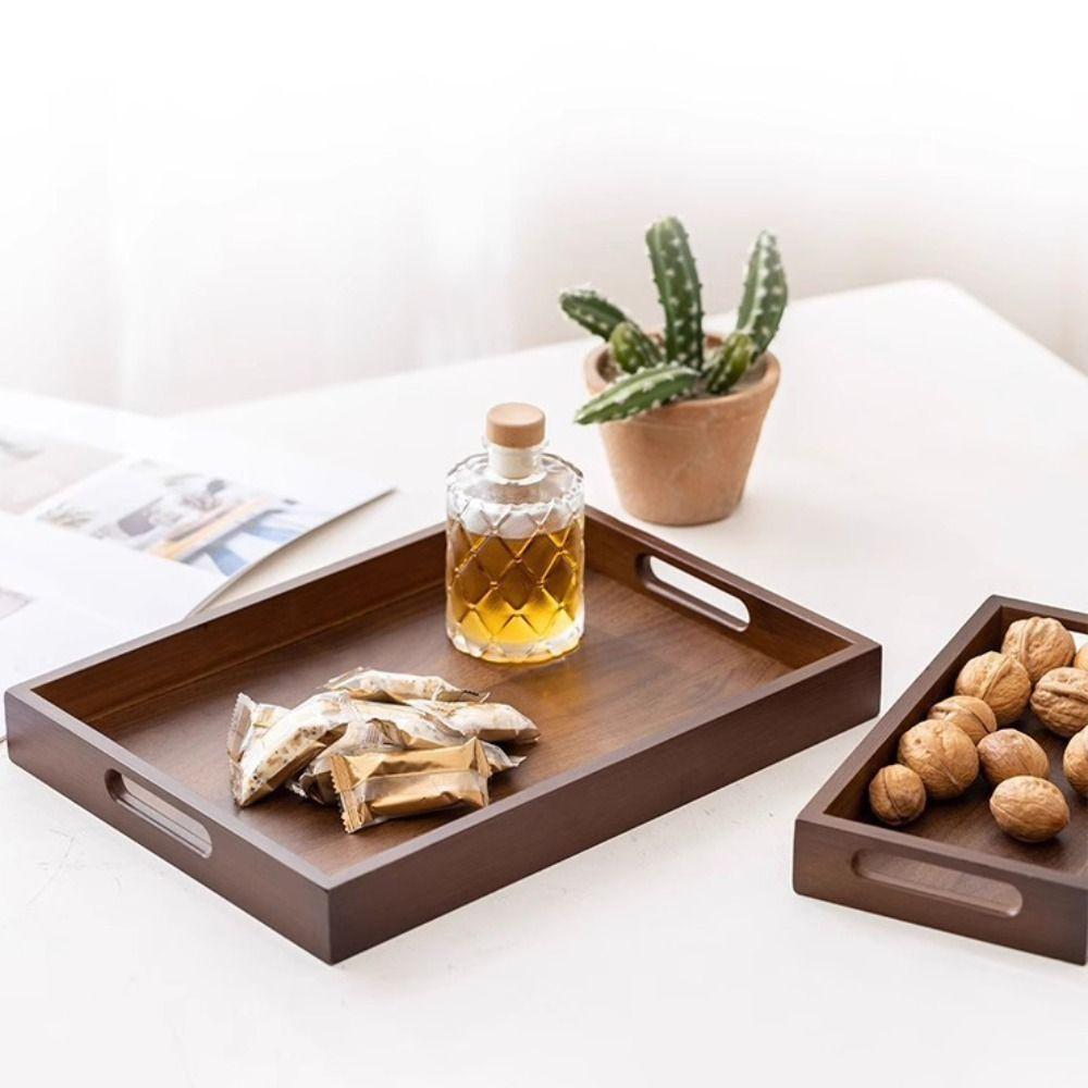 Rectangular Bamboo Wooden Tray With Handle Dessert Pallet Decorate Tray Serving Tray  Coffee Table