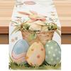 Easter Bunny Eggs Linen Table Runner Washable Bunny Dining Table Cloth Placemat