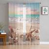 Summer Beach Starfish Shells Waves Sheer Curtains For Living Room Kitchen Window Curtains Bedroom Tulle Voile Curtains