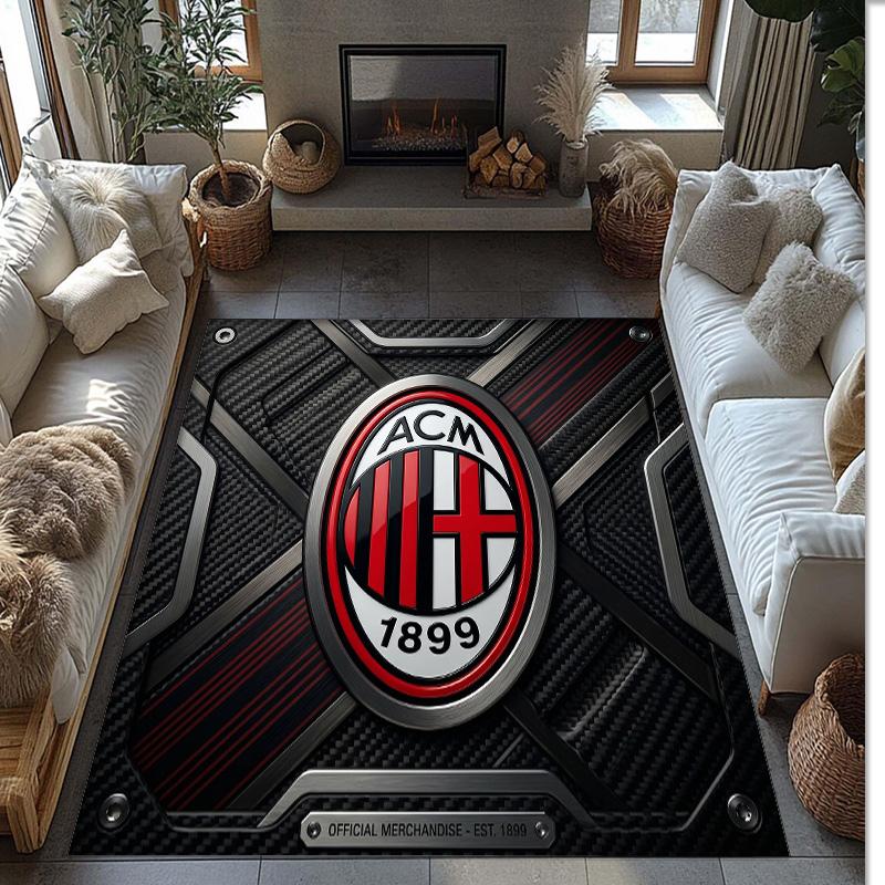 Фланелевый ковер с принтом AC Milan, нескользящий, мягкий, из полиэстера, для пола, декоративный коврик для спальни, гостиной, дивана, игровой комнаты, домашний декор