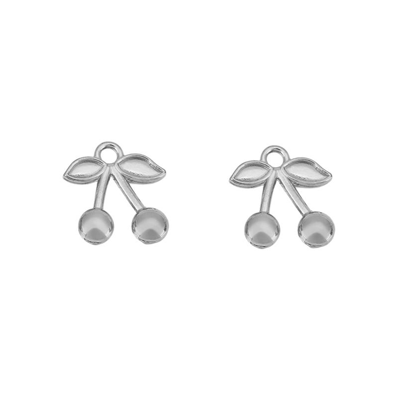 5pcs PVD Stainless Steel Necklace Charms Beads Lot Never Fade Cherry Charms for Diy Bracelet Earrings Findings Jewelry Making