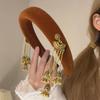 Crystal Tassel Bell Hair Clip Vintage Chinese Style Side Clip Fashion Ethnic Style Hair Hoop  Women