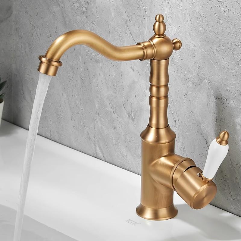Старинный бронзовый смеситель для раковины Золотой смеситель для ванной Комнатный Черный кухонный смеситель Кран для раковины Горячий Холодный Хромированный кран для раковины Латунь