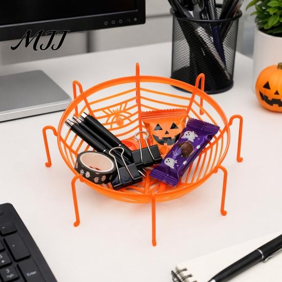 Прочная Halloween-миска Корзина-паутина, Пластиковая миска для фруктов с дизайном паутины, Качественный держатель для угощений или конфет "Сладкое или гадость" для обеденного стола,