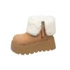 Yueyu European Leather Lamb Wool Lapel Two Wear Fluffy Snow Cotton Boots Thick-soled Muffin Small Man Super High Heel Short Boots