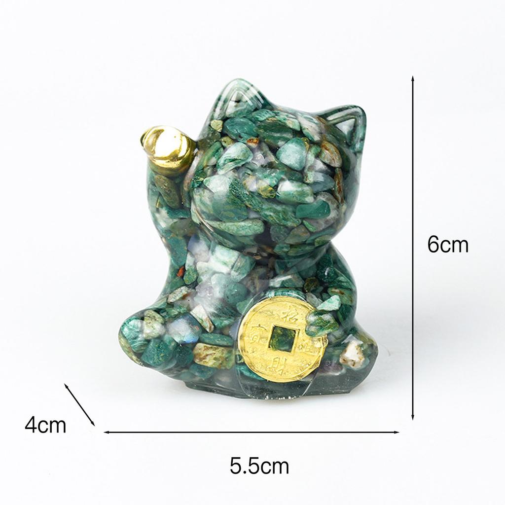 Mini Fortune Cats Statue Decor Crystal Epoxy Resin Cat Statue Attract Good Luck Money Wealth Gift for Men Women Desk Figurines