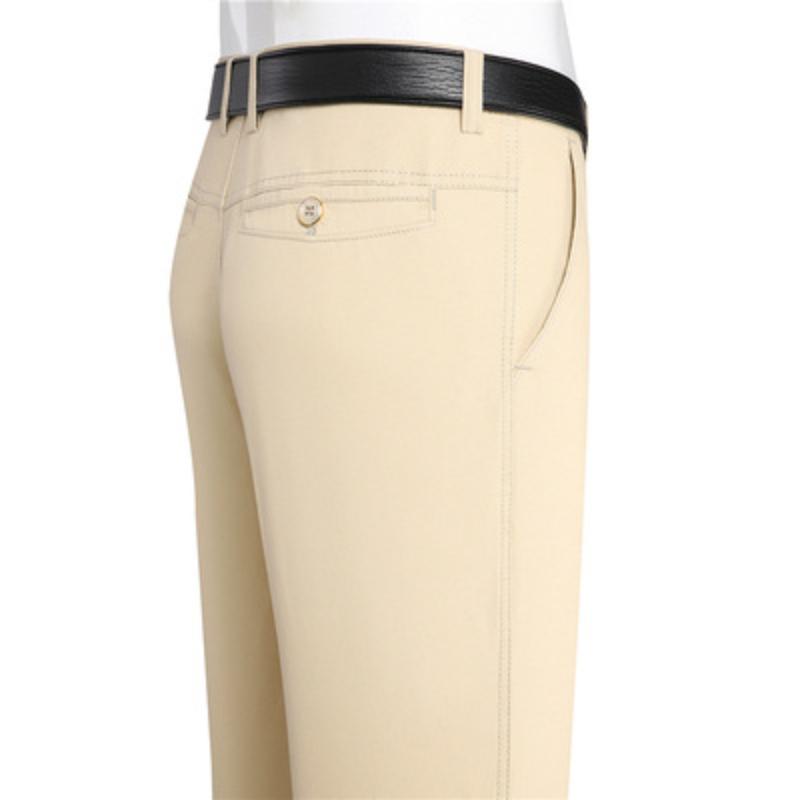 Summer Middle-aged and Elderly Men's Thin Cotton Casual Trousers Men Straight Loose Trousers High-waisted Dad Trousers Father Men's Trousers