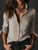 2026 Retro Long Sleeve Women's Casual Lapel Shirt with Pockets