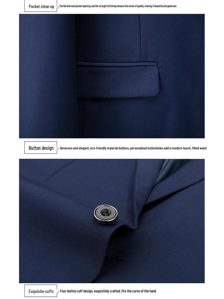 2024 Men's Slim Fit Korean Style Wedding Tuxedo - Two-Button Business Casual Suit Set