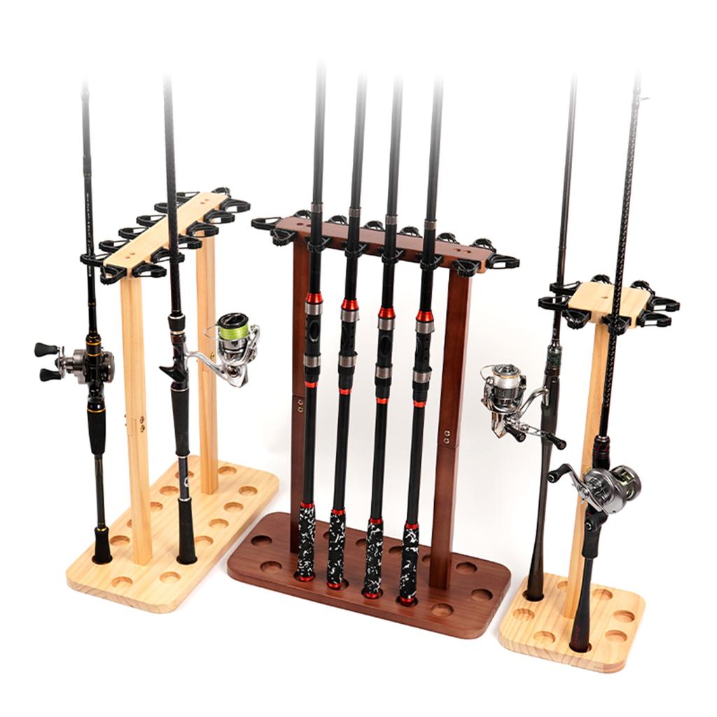Стойки для удочек, напольная стойка, вертикальный держатель для хранения удочек для гаража, деревянная стойка для удочек, вмещает до 8/14 удочек