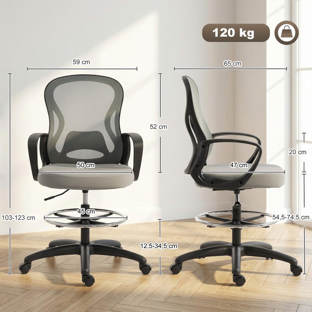 Ergonomic Office Chair Office Chair With Footrest And Armrests Mesh 59 X 65 X 123 Cm Gray