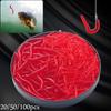 Soft Red Worm Earthworm Fishing Lure, 35mm Silicone Artificial Bait with Fishy Smell Shrimp Additive for Bass Carp