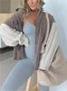 2023 Cross-Border Women's Patchwork Knit Sleeve Denim Wool Jacket