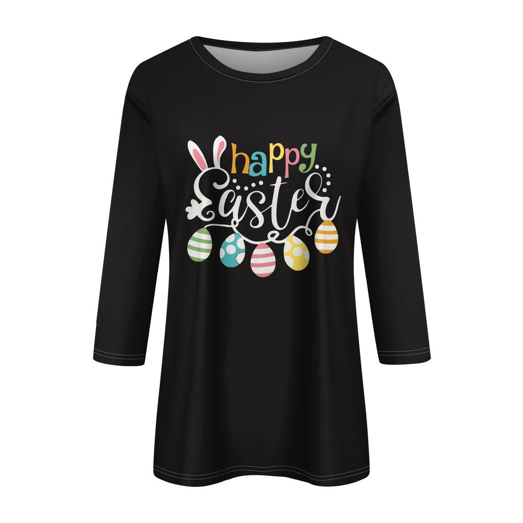 Women's Fashion Casual Seven Sleeve Valentine's Day Printed Pullover Top