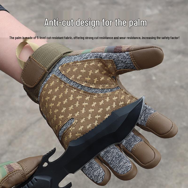 Men's Camouflage Touchscreen Tactical Gloves - Anti-cut, Non-slip, Full Finger for Cycling, Motorcycling, and Outdoor Sports.