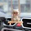 Creative Cartoon Cat Sitting On Stool Swing Car Pendant Car Rearview Mirror Decoration Accessories Cute Funny