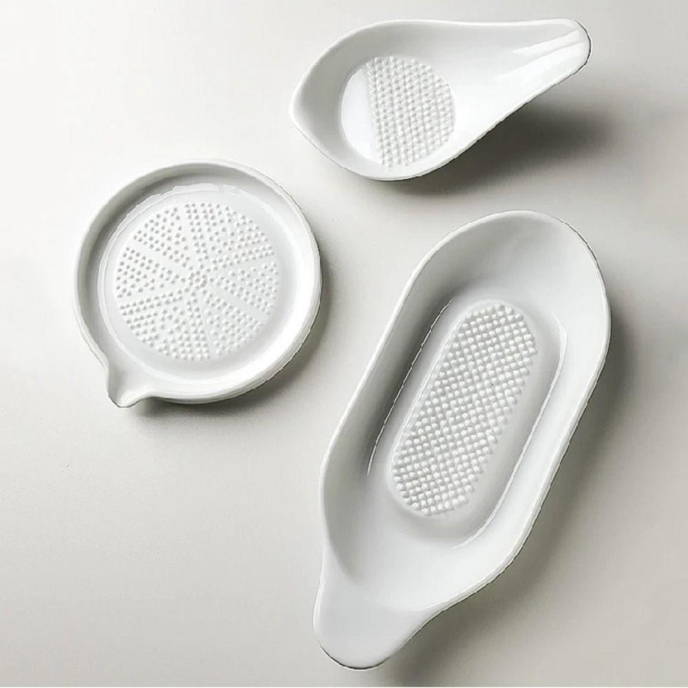 White Food Hand Grinder Portable Porcelain Grater Plate Kitchen Garlic Masher  Fruits Processing
