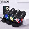 Модные тапочки, женские летние домашние нескользящие домашние туфли, мягкая верхняя одежда на толстой подошве, сандалии с цветочным узором