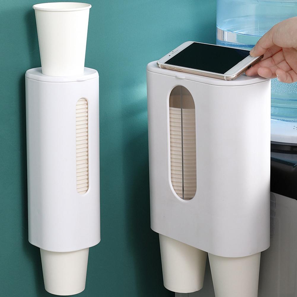 Cup Dispenser Pull Type Cup Dispenser for Water Cooler Wall Mount Cup Holder Beige Single Tube Paper Cup Holder