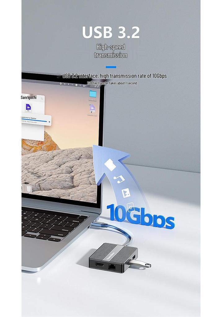 Dual HDMI Triple Monitor Dock with 4K60Hz, Gigabit Ethernet, and USB 3.2 Splitter for Laptop Expansion