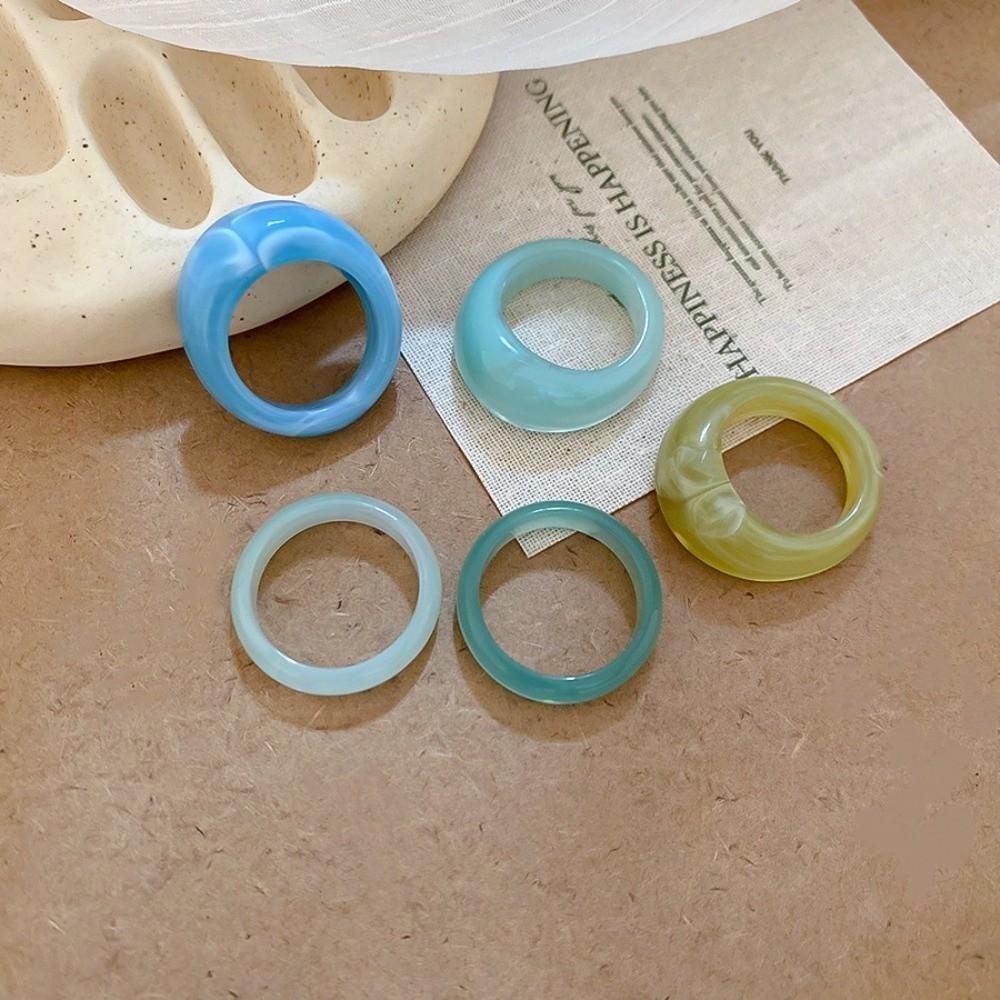 5Pcs Resin Acrylic Finger Ring Geometric Ring Fashion Irregular Rings  Jewelry Accessories