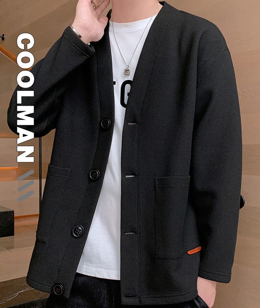 Кардиган Poperdision больших размеров, мягкий, простой и однотонный, длинный, стильный, свободный, мужская куртка, пальто, удобный, стильный, на пуговицах, повседневный, цвет,