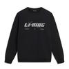 Li Ning Sports Lifestyle Series Round Neck Simple Loose Versatile Comfortable Letter Casual Sweatshirt Unisex Sweatshirt Black AWDVF77-2