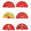 Black Red Chinoiserie Gift Chinese Tai Chi Kung Fu Fan Plastic Bone Fan Yoga Fan Folding Stage Fan
