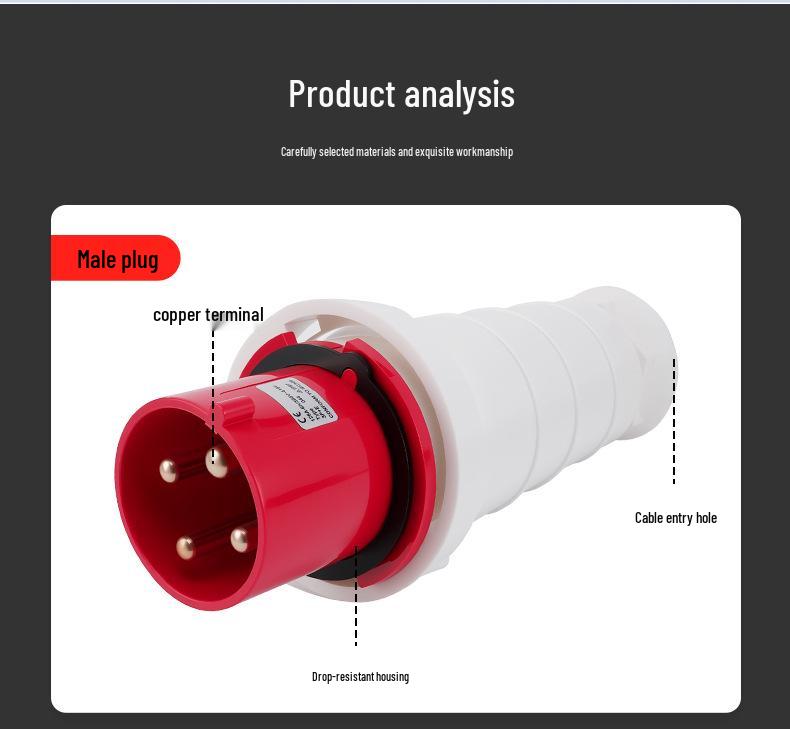 IP67 Waterproof Industrial 5-Pin 63A/125A Three-Phase Aviation Plug Connector