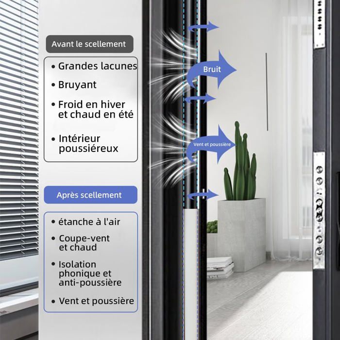 Joint d'étanchéité portes et fenêtres - AIMOONSA - 10 x 6 mm - Caoutchouc autocollant - Noir - Cylindrique