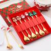 2/4/6Pcs Christmas Fork And Spoon Set Stainless Steel Creative Tableware Coffee Tea Dessert Forks Spoons Gifts Set Dropshipping